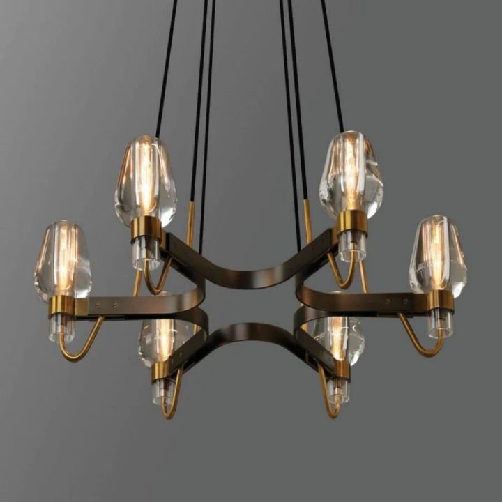 Vega Brass and Glass 6-Light Chandelier