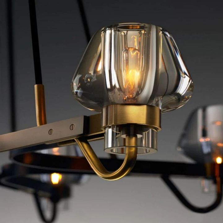 Vega Brass and Glass 6-Light Chandelier