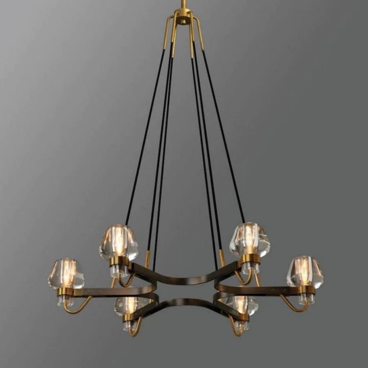 Vega Brass and Glass 6-Light Chandelier