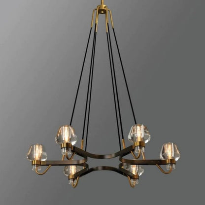 Vega Brass and Glass 6-Light Chandelier