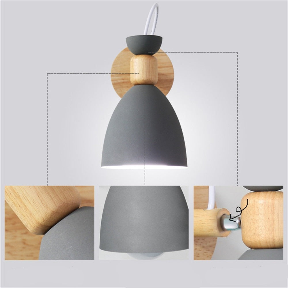 Modern LED Wooden Bedroom Wall Light Lamp