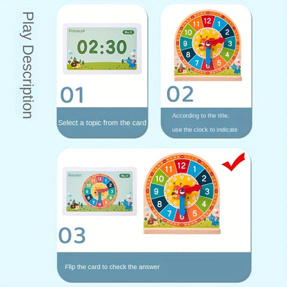 TickiTime™⎪Wooden Educational Learning Clock with Cards
