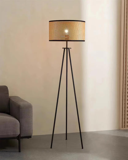 Handwoven Rattan Floor Lamp