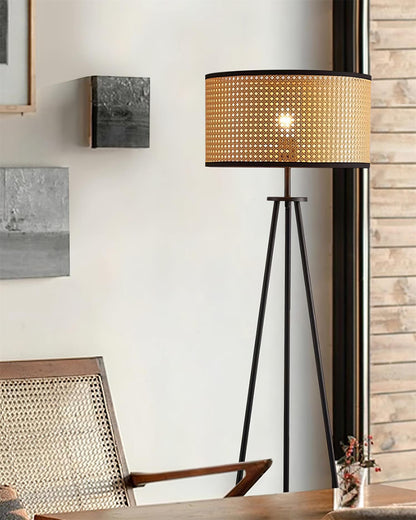 Handwoven Rattan Floor Lamp