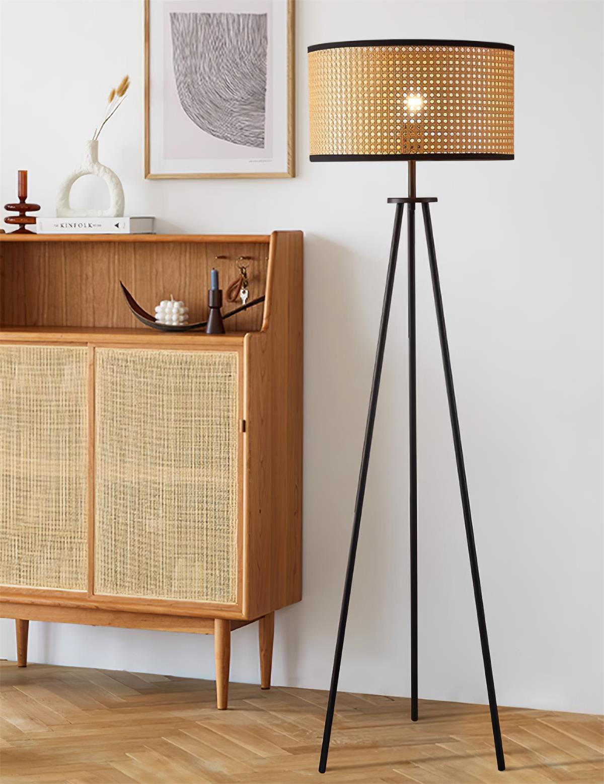 Handwoven Rattan Floor Lamp