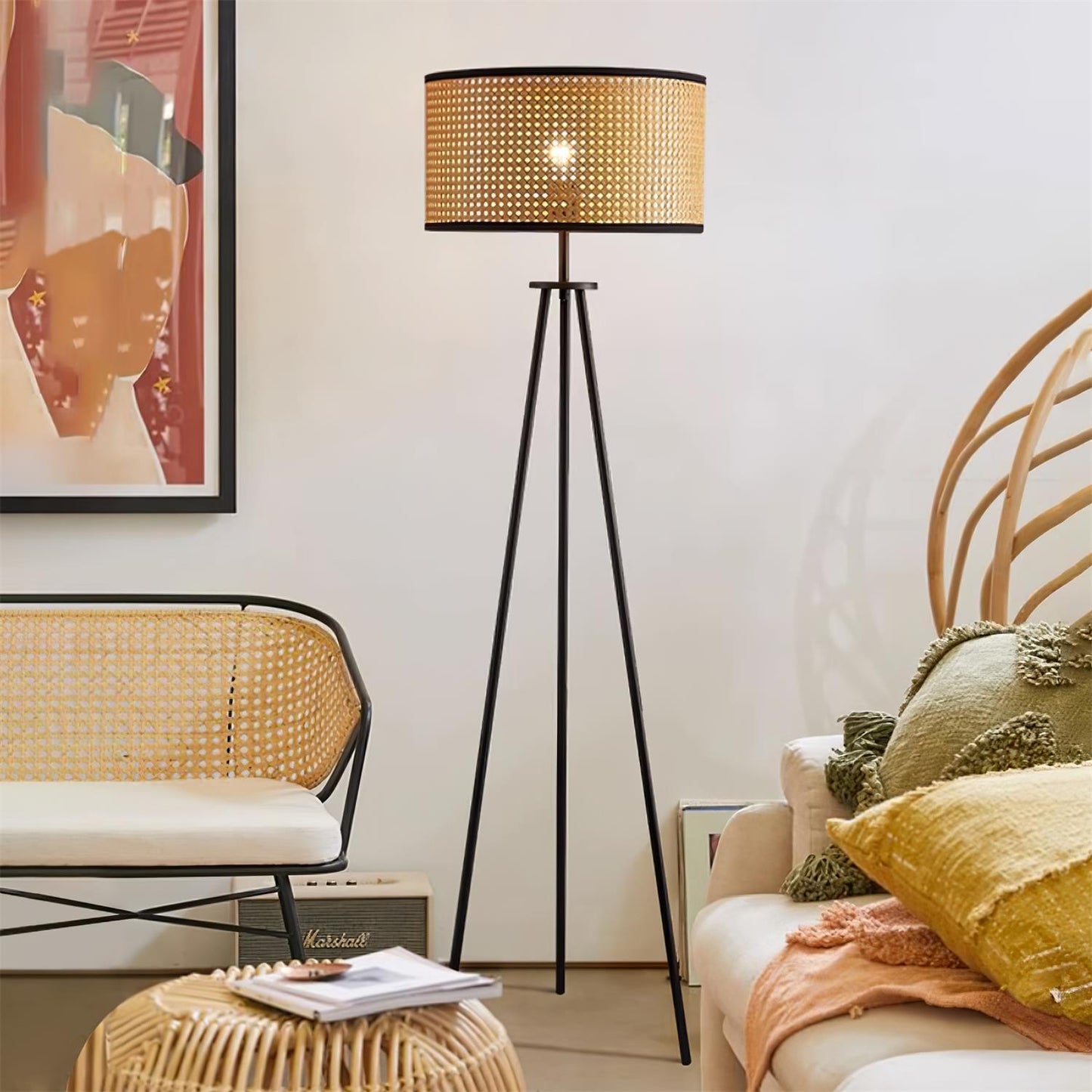 Handwoven Rattan Floor Lamp