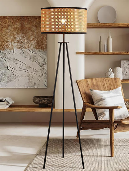 Handwoven Rattan Floor Lamp