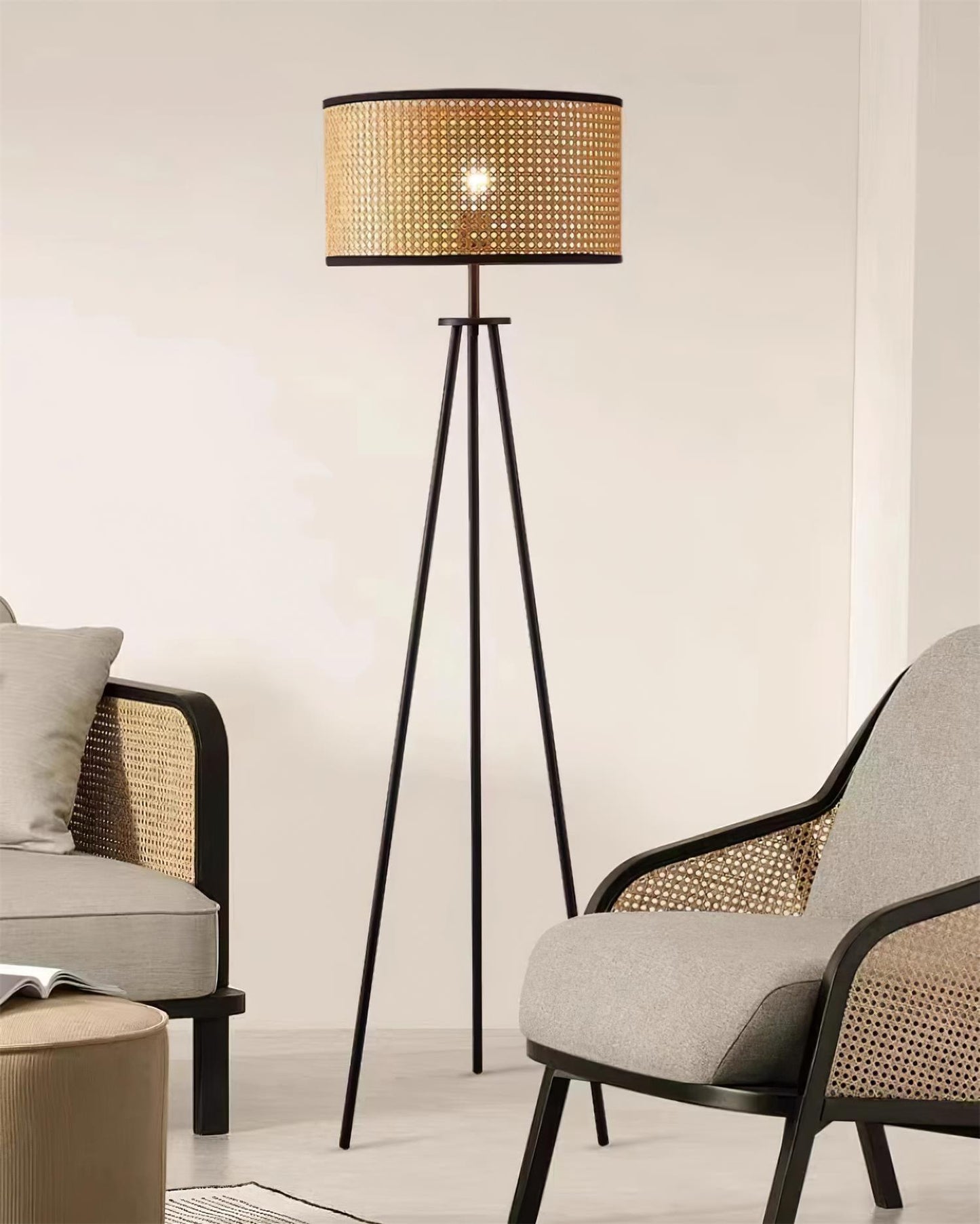 Handwoven Rattan Floor Lamp