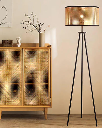 Handwoven Rattan Floor Lamp