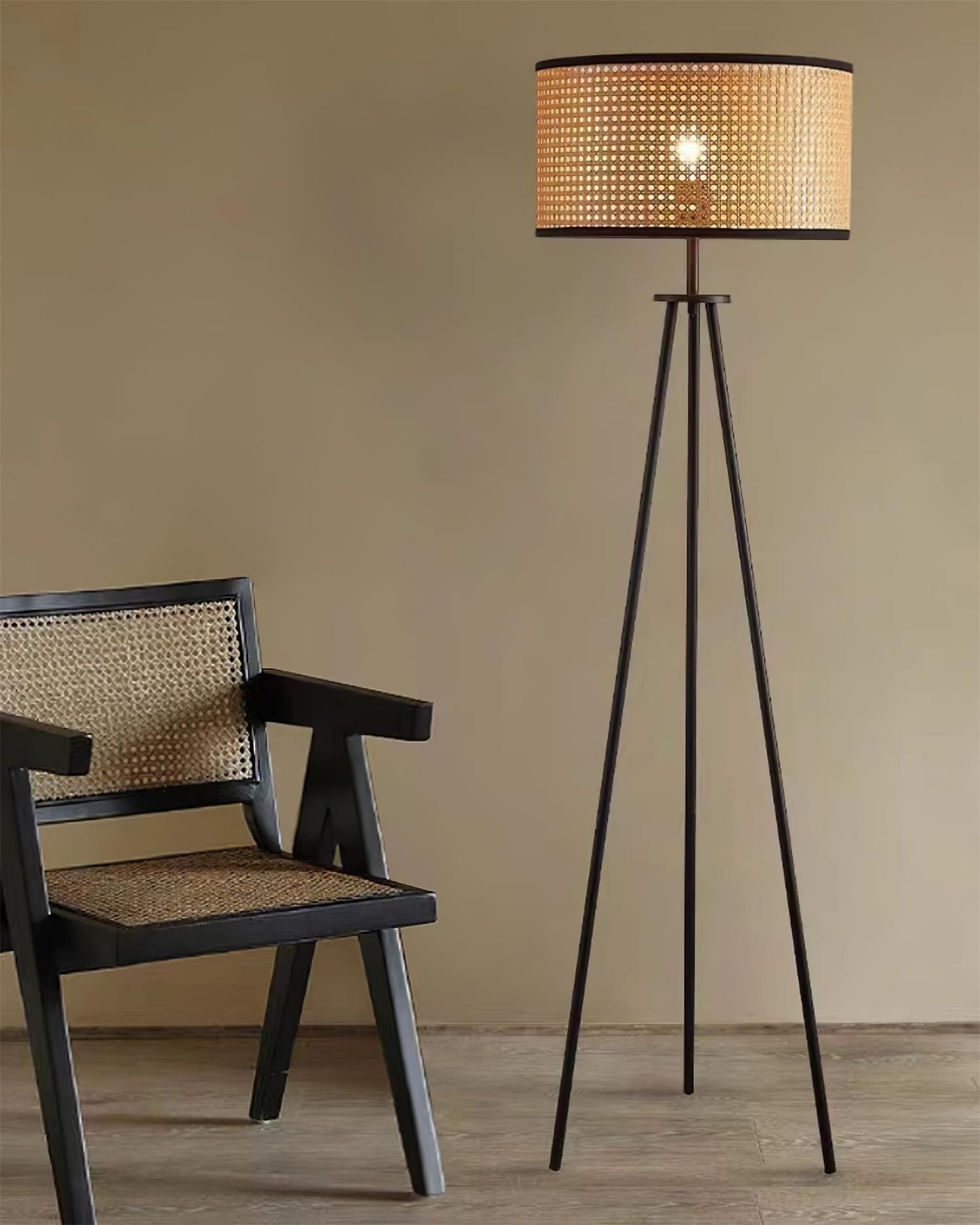 Handwoven Rattan Floor Lamp