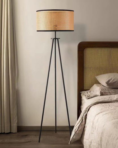 Handwoven Rattan Floor Lamp