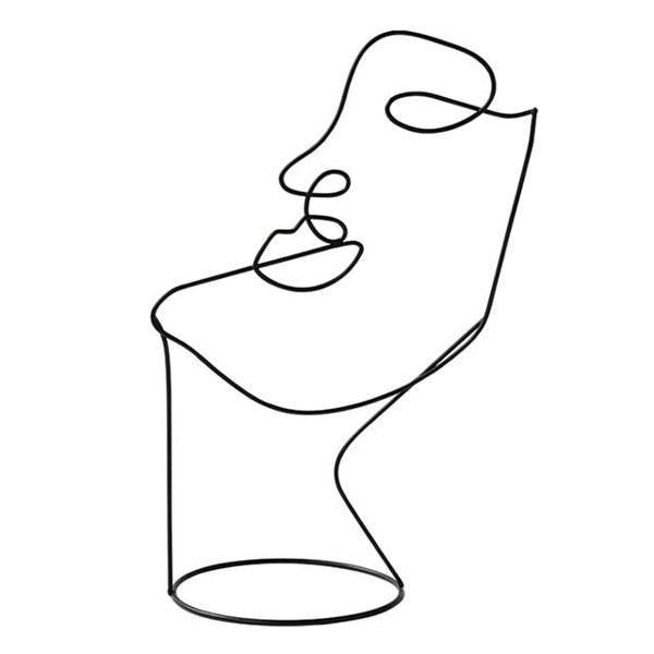 Modern Abstract Face Line Art Sculpture