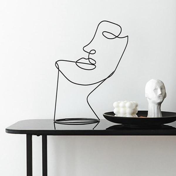 Modern Abstract Face Line Art Sculpture