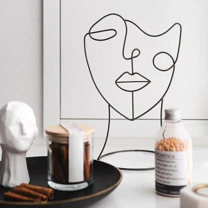 Modern Abstract Face Line Art Sculpture