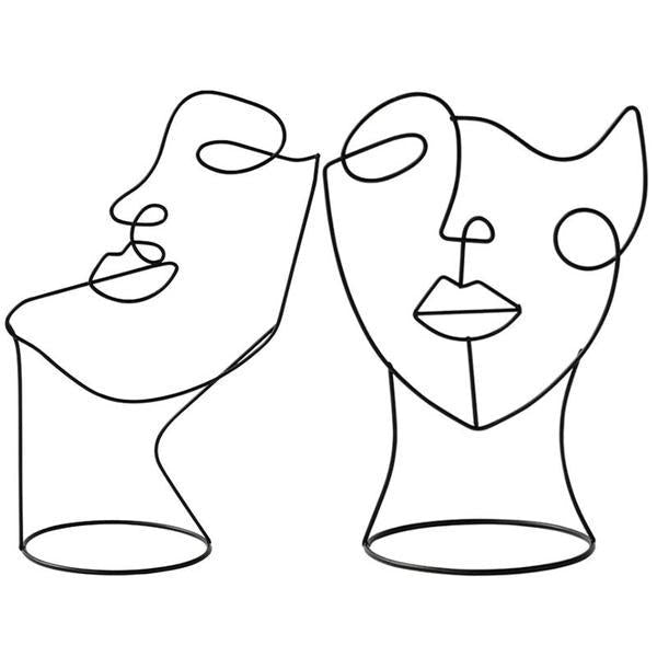 Modern Abstract Face Line Art Sculpture