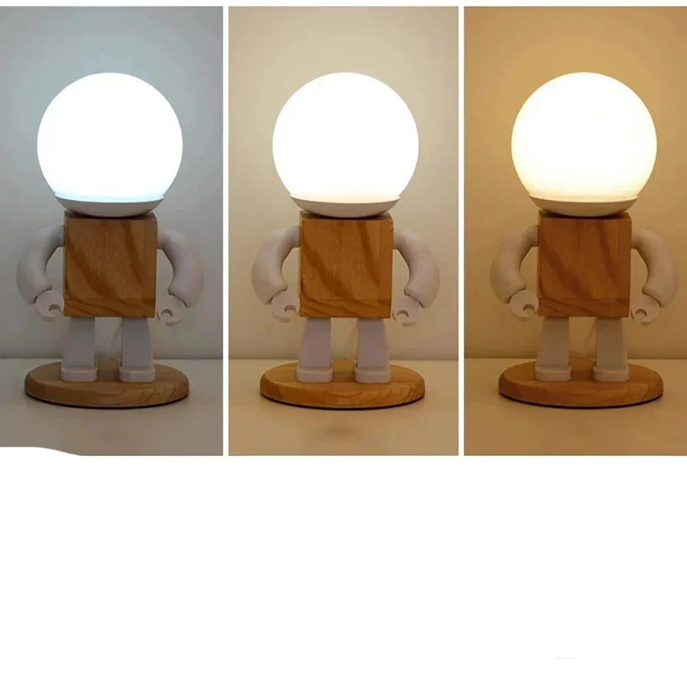 Nordic Wooden Robot Table Lamp