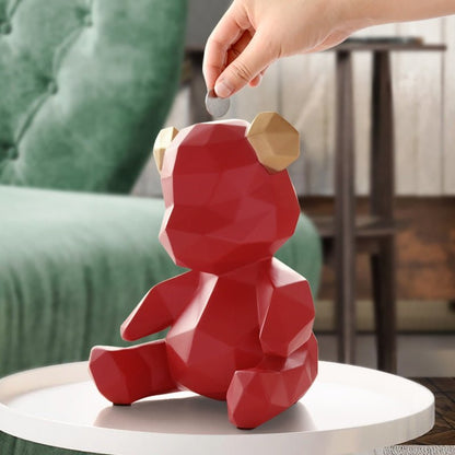 Teddy Piggy Bank Figurine