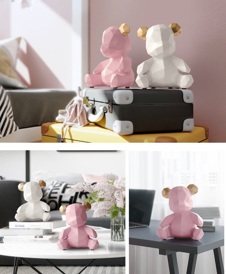 Teddy Piggy Bank Figurine