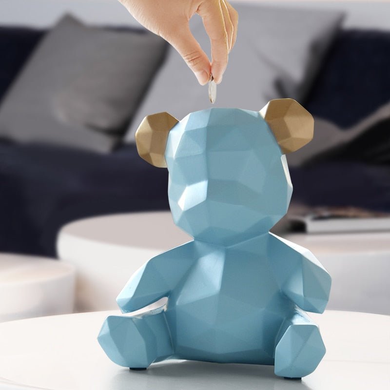 Teddy Piggy Bank Figurine