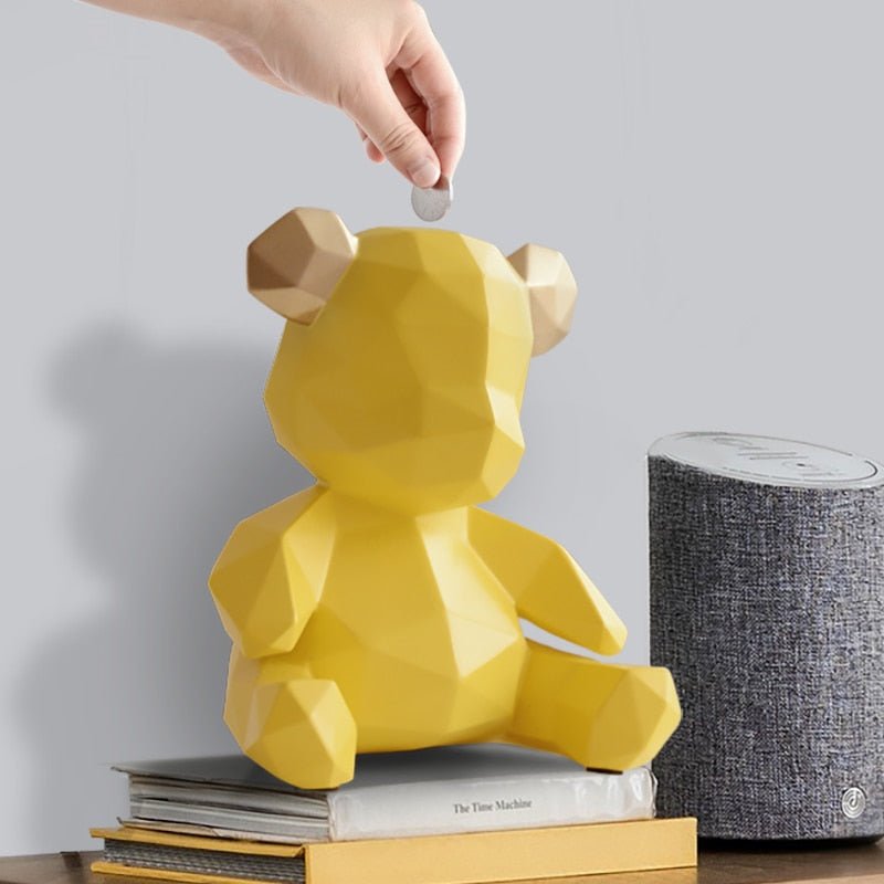 Teddy Piggy Bank Figurine